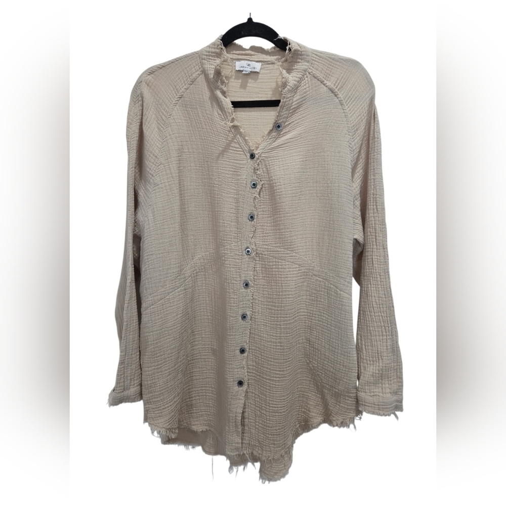 Urban Daizy 100% Cotton Frayed Hem Boho Tunic, Medium, Nwot